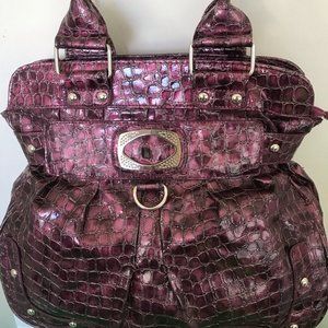 Zoe Blu Purple Croc Embossed Hand Bag